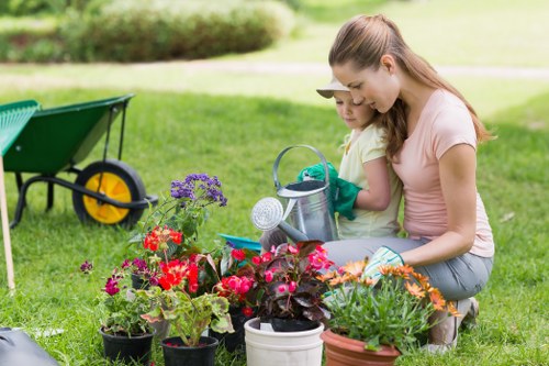 Bins and labelled sacks for garden waste separation